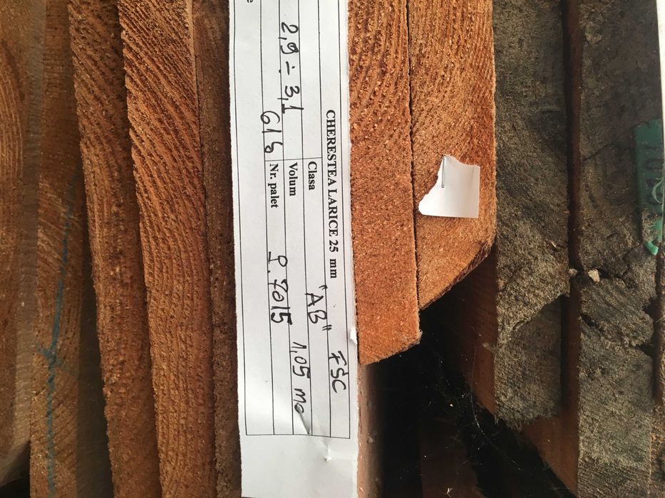Cherestea larice uscata netivita- 25 mm grosime, cantitate 3.1 mc