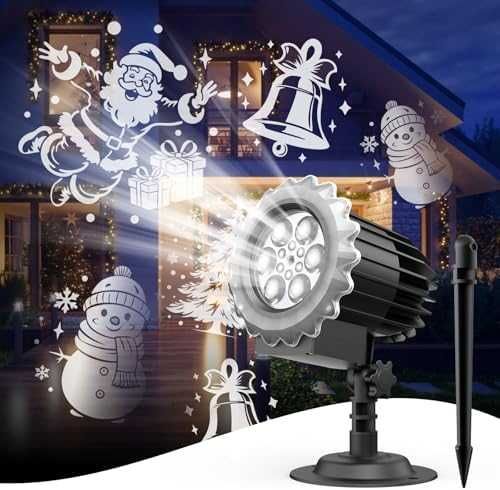 Нов Водоустойчив коледен проектор със снежинки и празнични мотиви двор