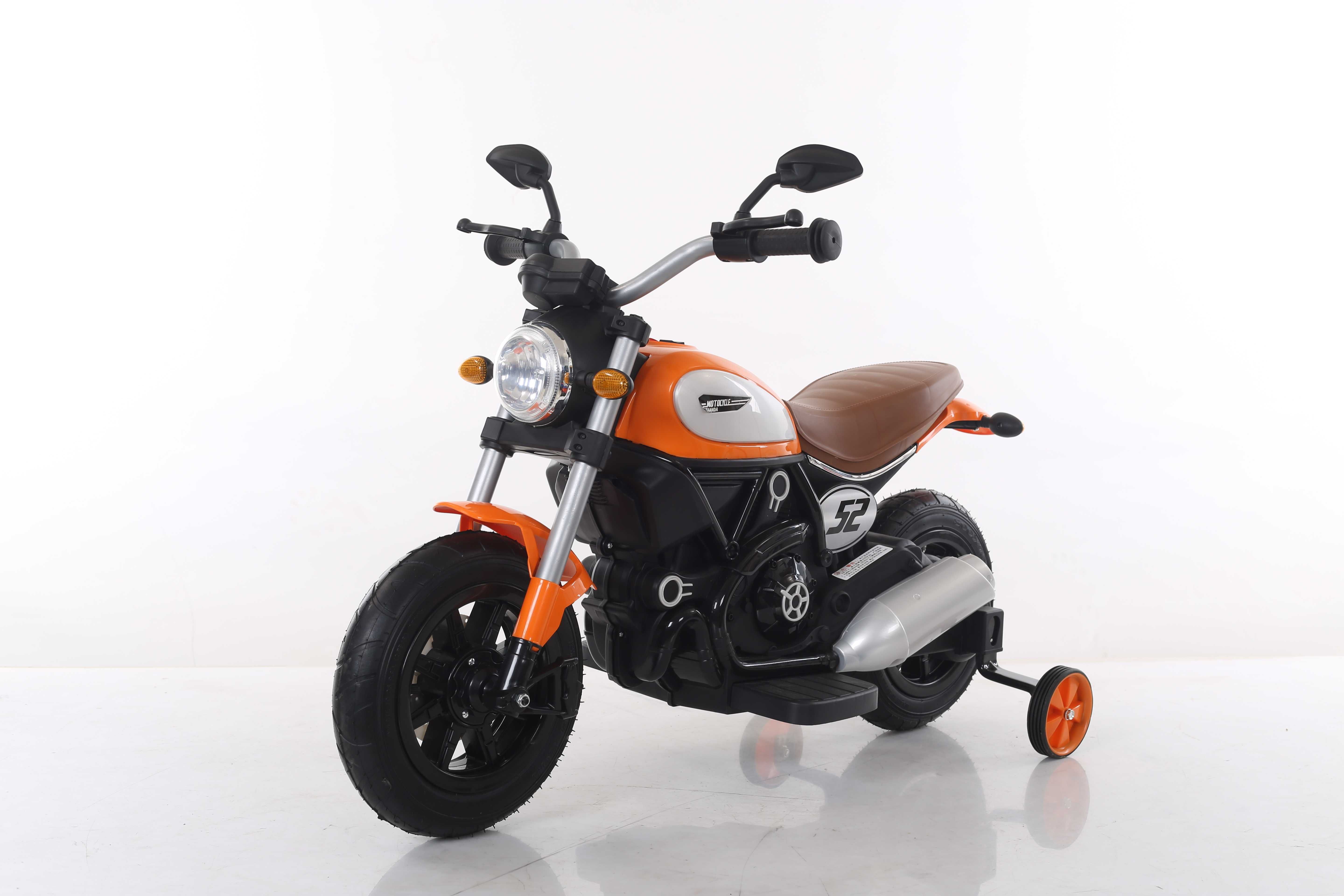 Motocicleta electrica pentru copii BT307 60W, ROTI Gonflabile #Orange