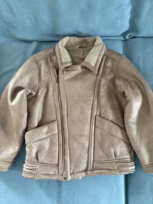 Geaca piele tip cojoc shelby cu blanita bej