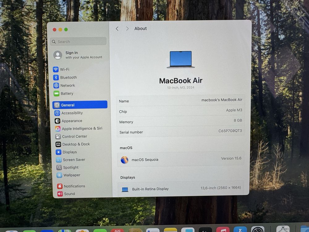 MacBook Air 13.6" M3 256GB SSD Space Gray Гаранция