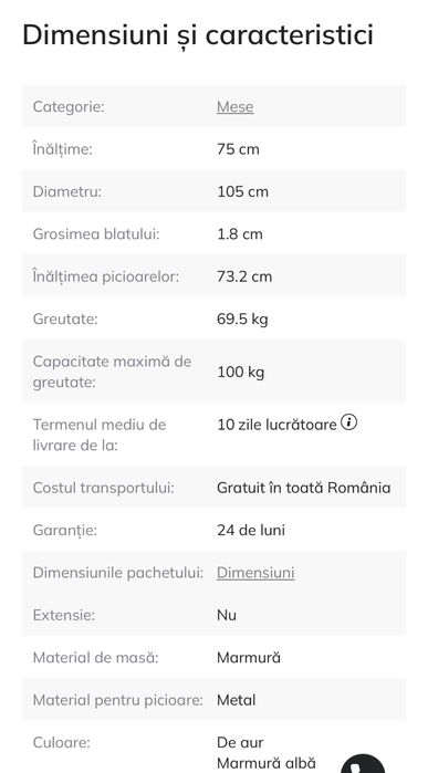 Masa rotunda de marmura