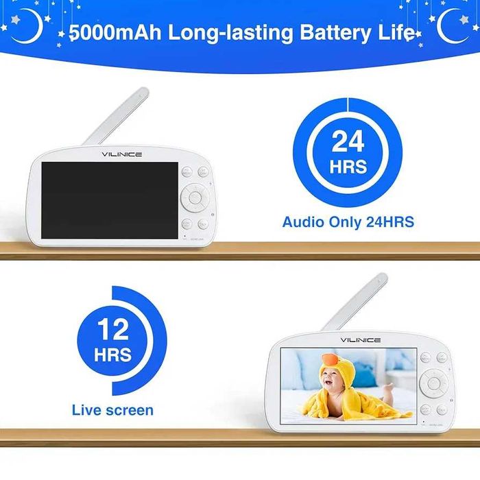 Нов бебефон Vili Nice с 720P HD голям 5.5" дисплей, двупосочно аудио..