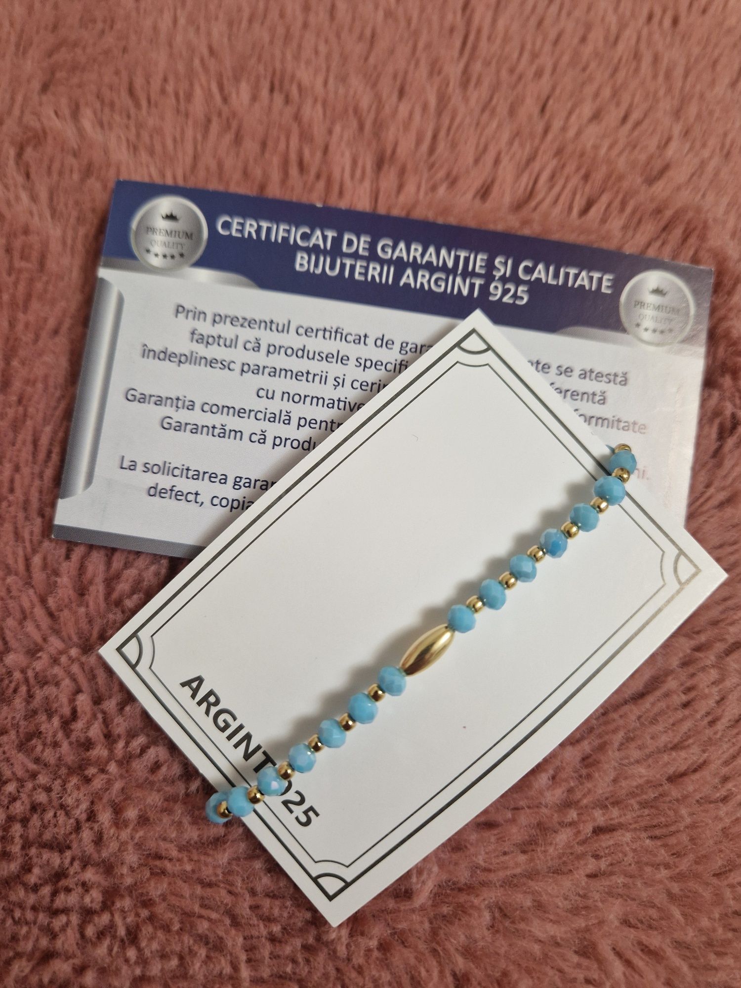 Brățară hand-made cu bile de argint suflate cu aur