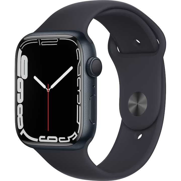 Apple Watch 7, Carcasa Midnight Aluminium 45mm, Midnight Sport Band