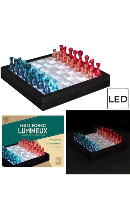 Set joc de sah iluminat LED, Piese incluse