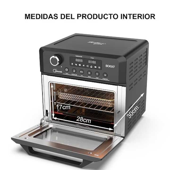 AirFryer 4in1 SOGO 1500W cuptor-friteuza-rotisor-deshidrator 8programe