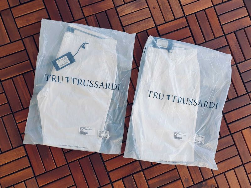 ПРОМО Trussardi М и L,мъжки бели памучни къси панталони,шорти