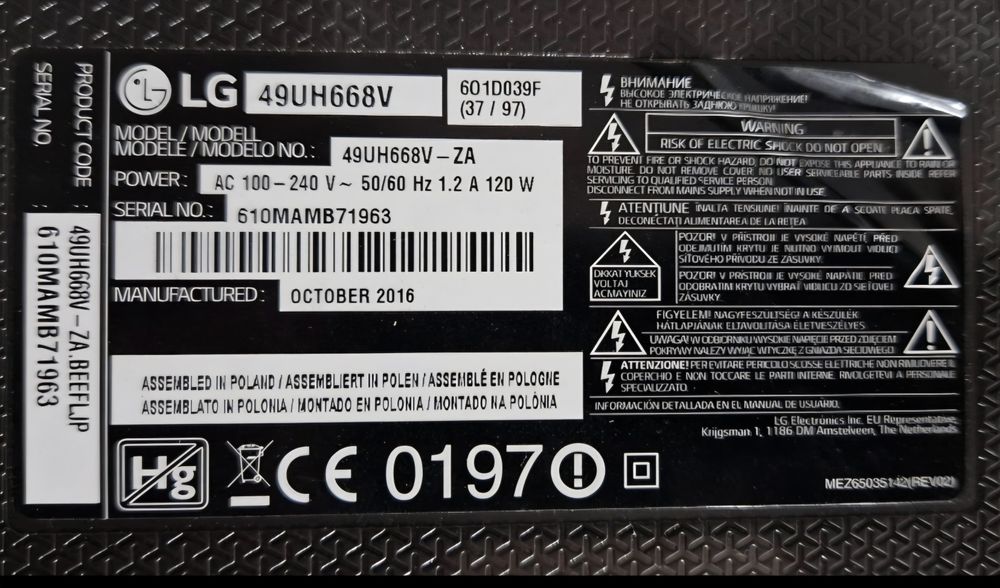 Vând TV  LG diagonală 127 cm