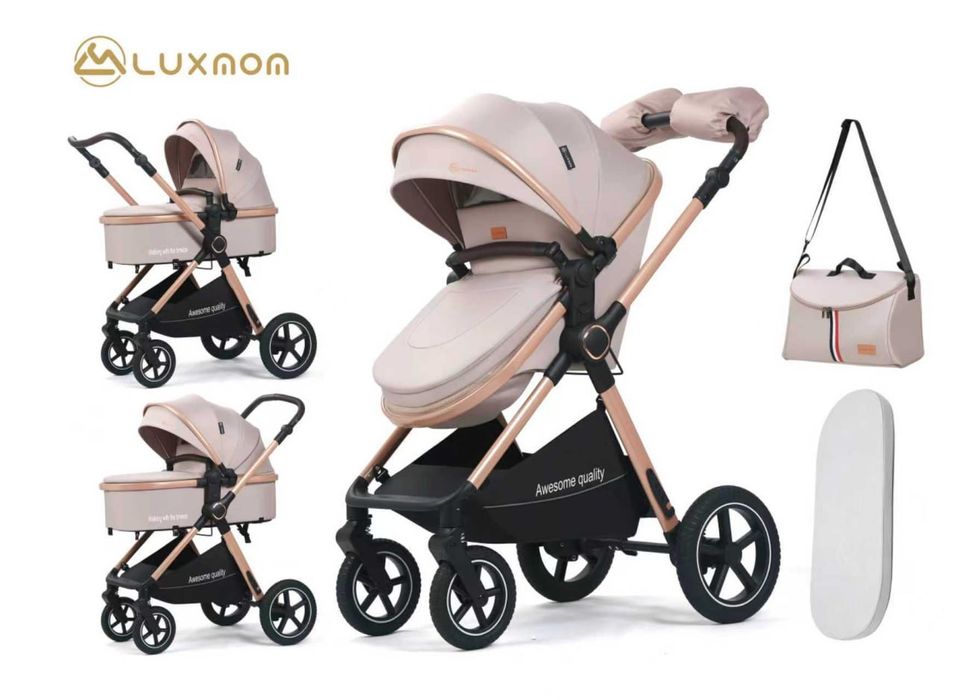 Коляска LUXMOM Premium 3-в-1 с люлькой и прогулочным блоком

• Модель