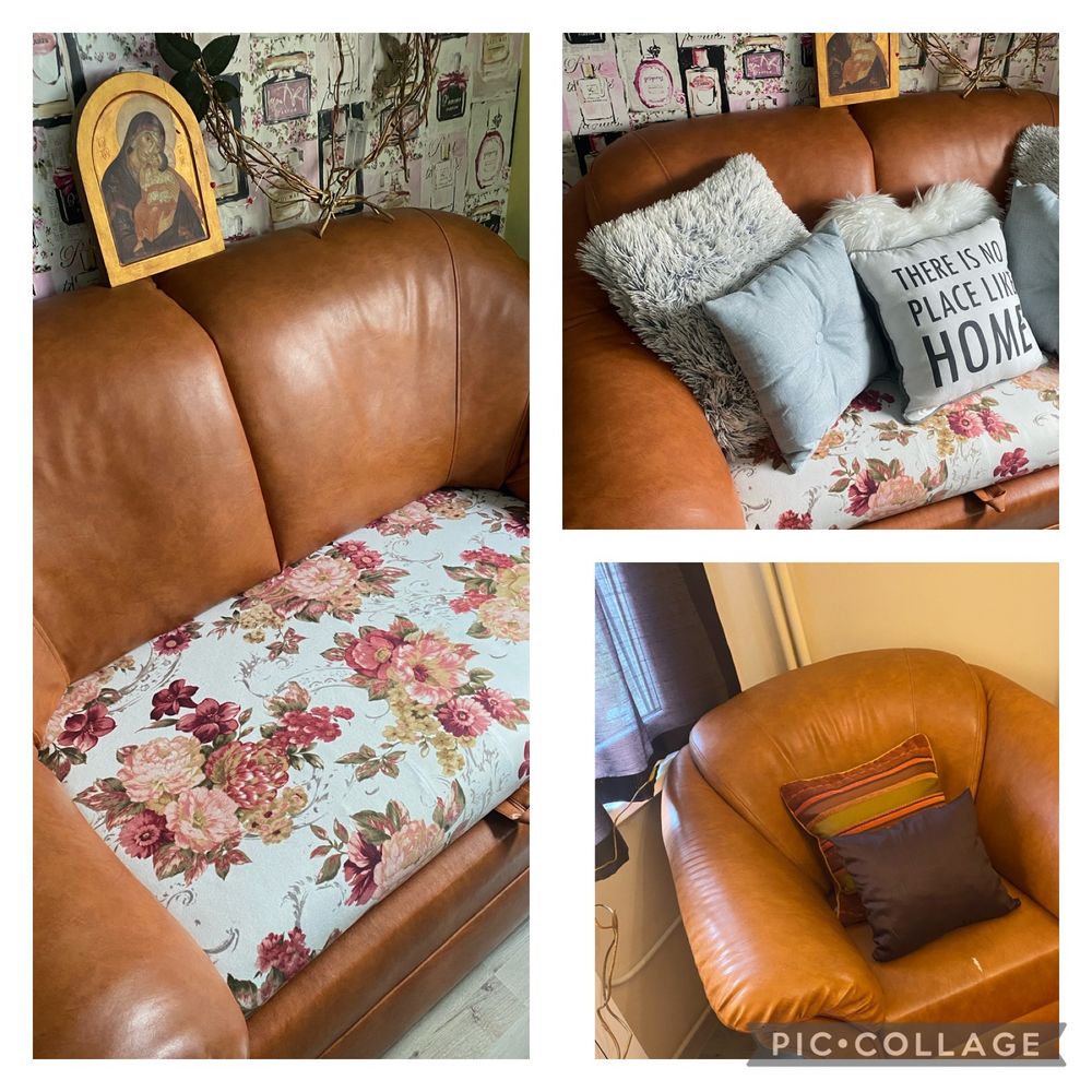Комплект диван и фотьойл от еко кожа
