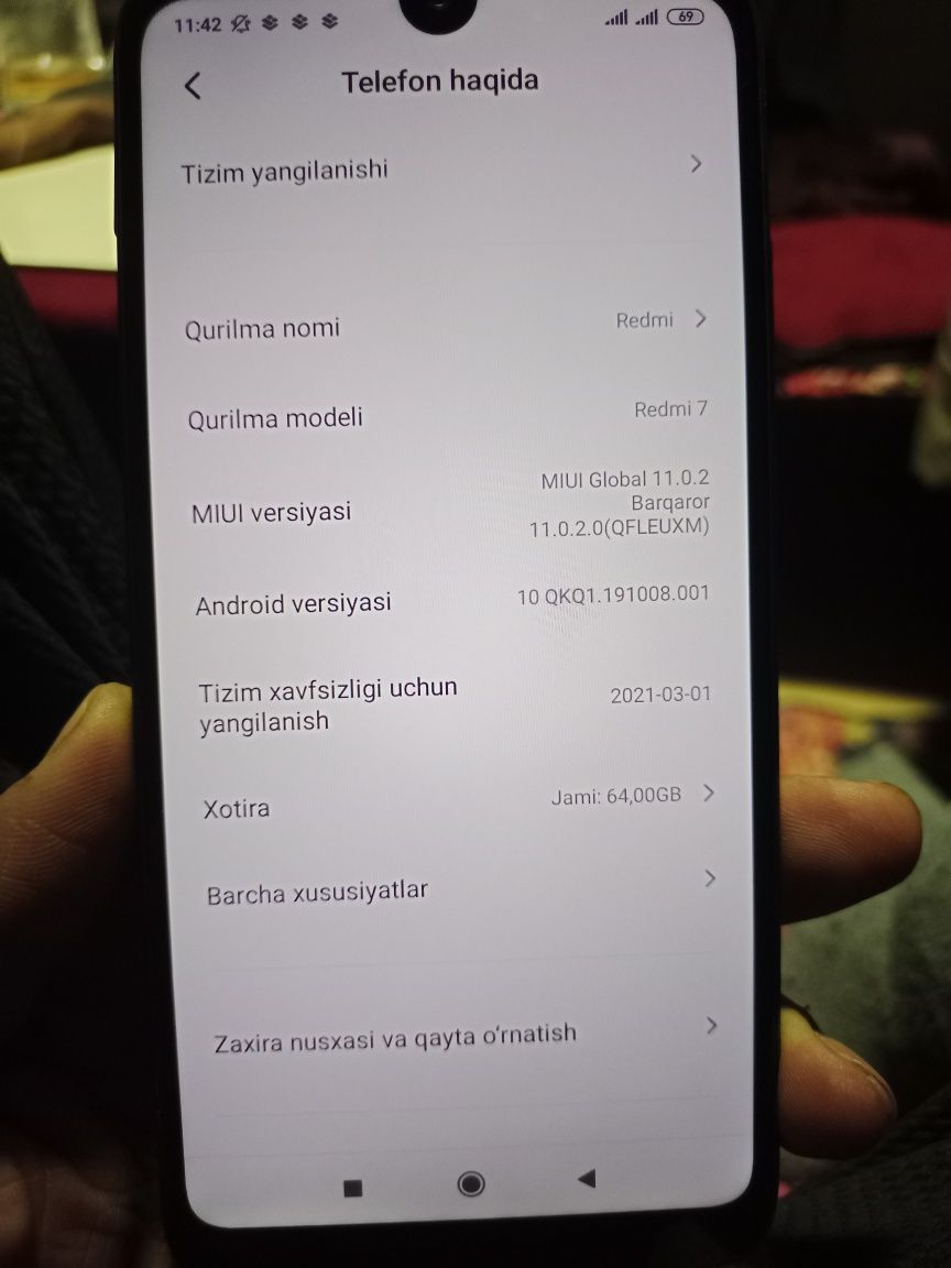 Redmi 7 operativka 4/64 narxi 800 keliwamiz