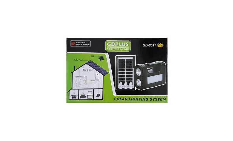 Kit panou solar fotovoltaic Gdlite GD 8017 USB 3 becuri lanterna