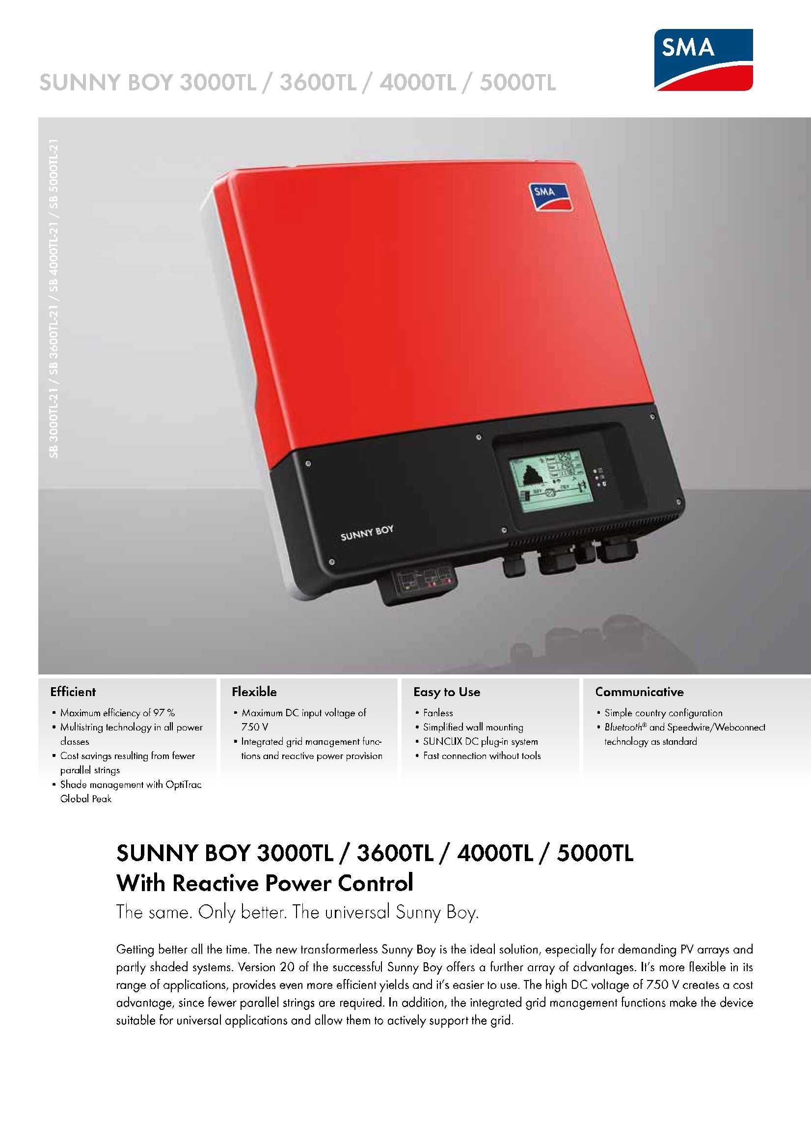 Соларен инвертор SMA Sunny Boy 4000TL-21