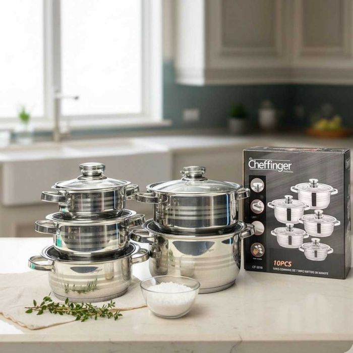 Комплект тенджери Cheffinger 10 части – Винаги вкусна храна.