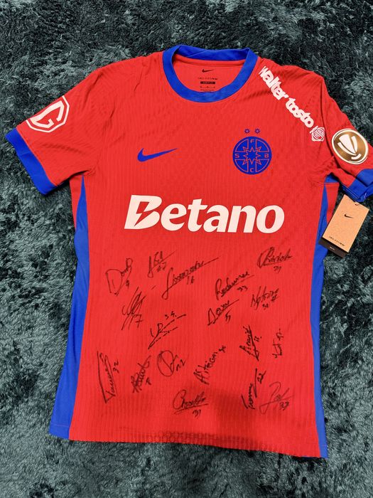 Vand Tricou de joc FCSB Nike 2025/2026 Oficial, Marimea M cu autografe