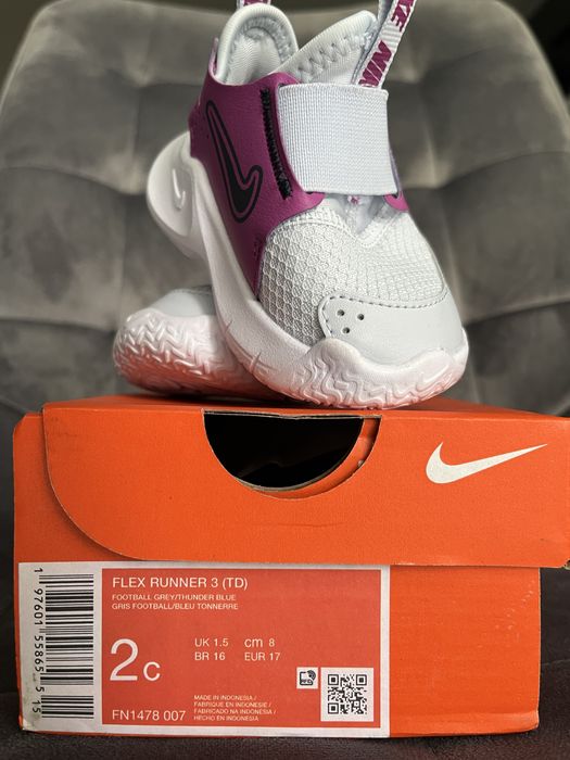 Nike Flex Runner 3 Slip-On Mov/Alb – Copii, Nou, Mărimea 17