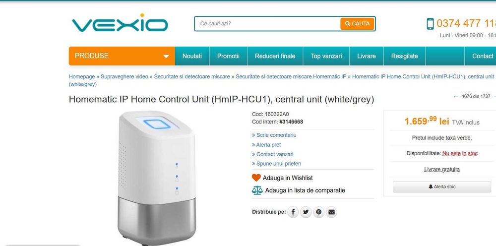 Unitate de control Homematic IP 160692A0