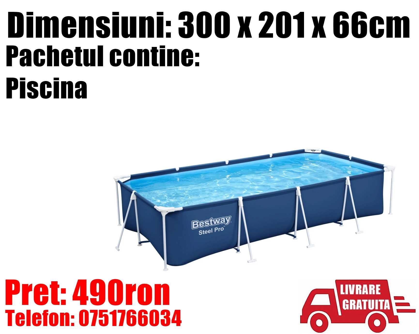 Piscina Bazin Familie Copii Cadru Metal Bestway 300 x 201 x 66 cm CJ