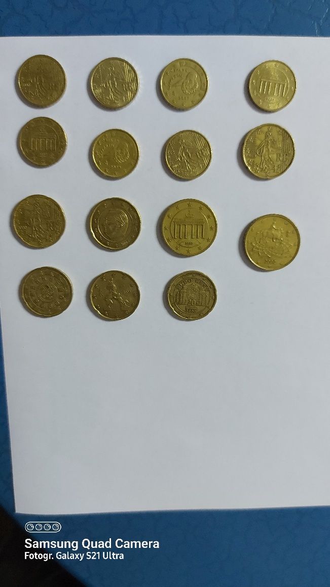 Monede de 10,20 și 50 eurocent...