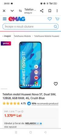 Huawei Nova 5T 6/128 GB NFC Ofertă