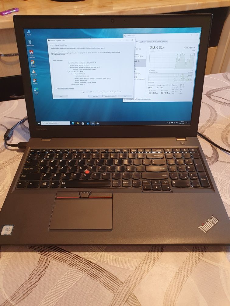 Lenovo Thinkpad T560,Ecran15"FHD,Cpu i7,Ram16gb, SSD 256GB, Încărcător