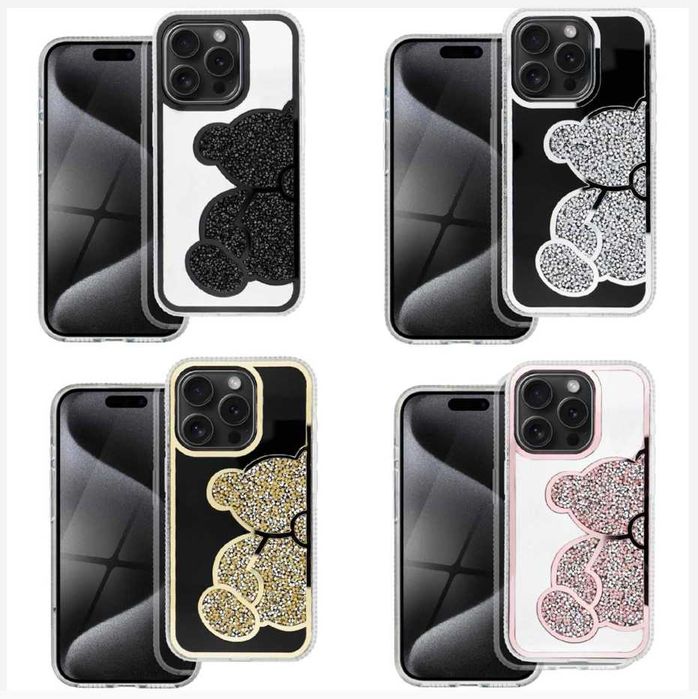 Husa iPhone 16 / 16 Pro / 16 Pro Max - TEDDY BEAR - Silver