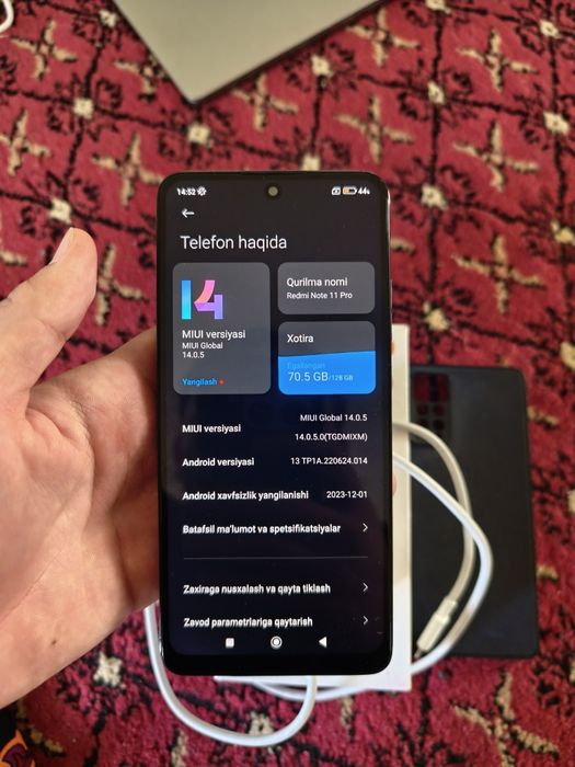 Redmi note 11 Pro sotiladi, 6+5/128 gb , holati oʻrta