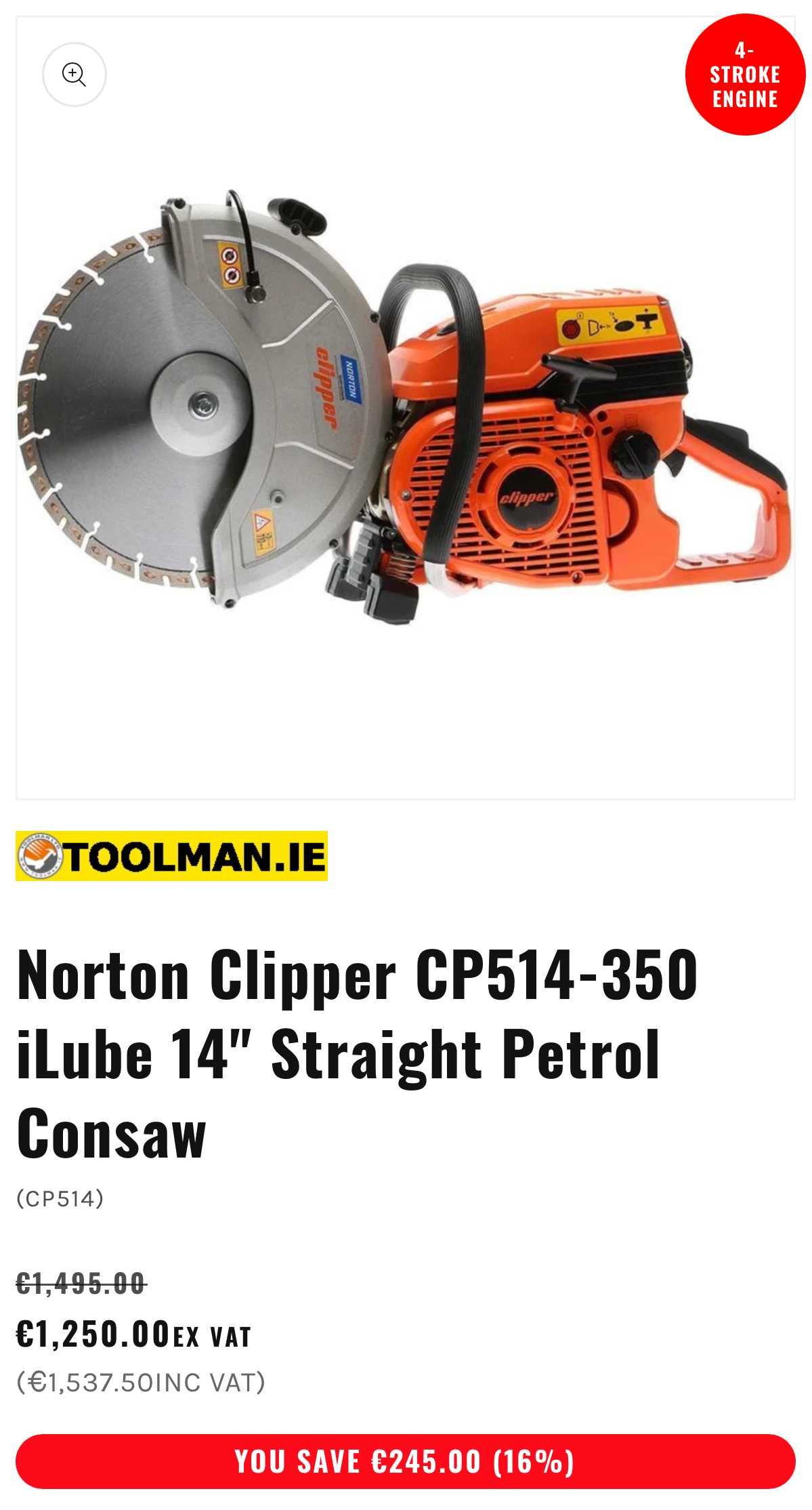 Norton Clipper CP514 Ø350мм - Бензинов фугорез (моторен ъглошлайф)