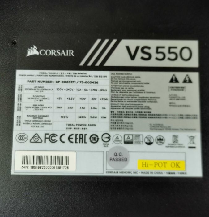 Sursa Calitativa Corsair VS550 de 550W, eficierta 85%