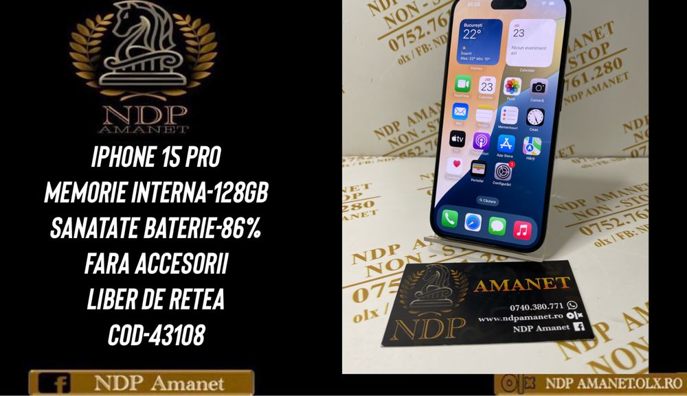 NDP Amanet Braila Iphone 15 Pro 128gb (43108)