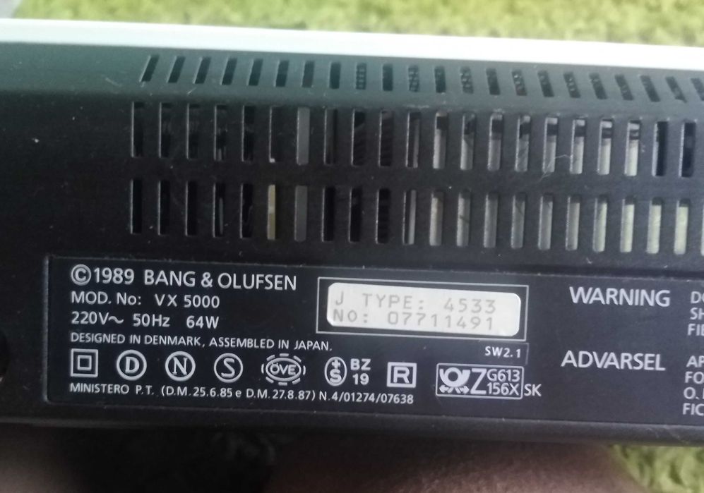 Video player VHS model Bang& Olufsen BAO VX 5000