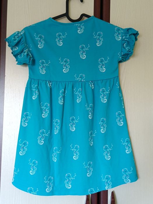 Rochie fetițe, turcoaz, 5-7 ani
