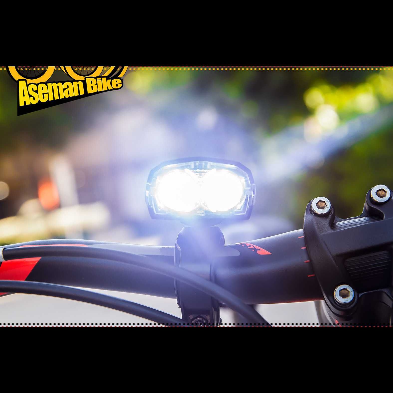 Предна LED светлина за велосипед, фар XC-122W, USB, черна