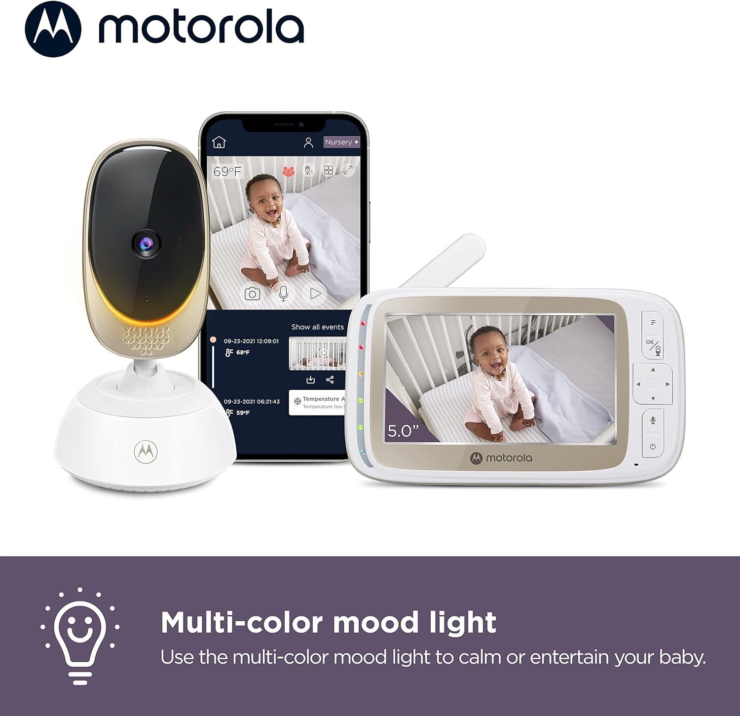 Радионяня Видеоняня Motorola 5 дюйм экран HD 720p Камера + Wi Fi