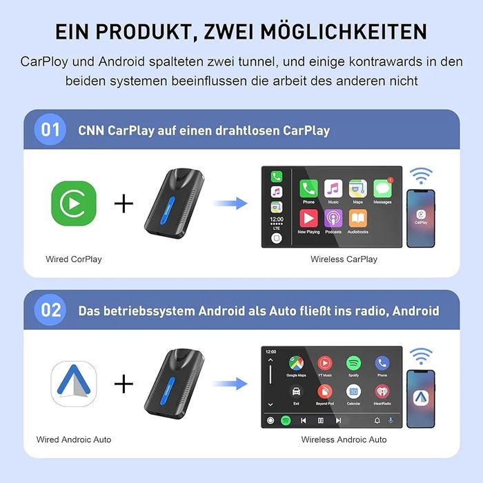 Wireless Android auto/Carplay - merge pe orice 99% din masini - Brasov