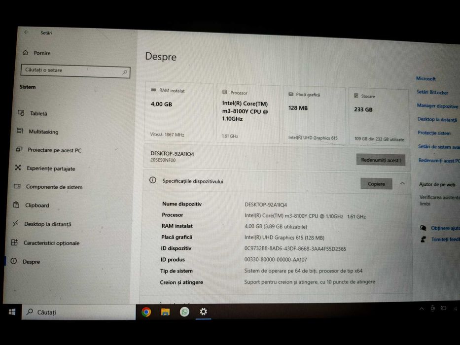 Laptop Thinkpad Yoga 11e 2in1 m3 1.11Ghz 4gb ram 128Gb m.2 ssd ecran s