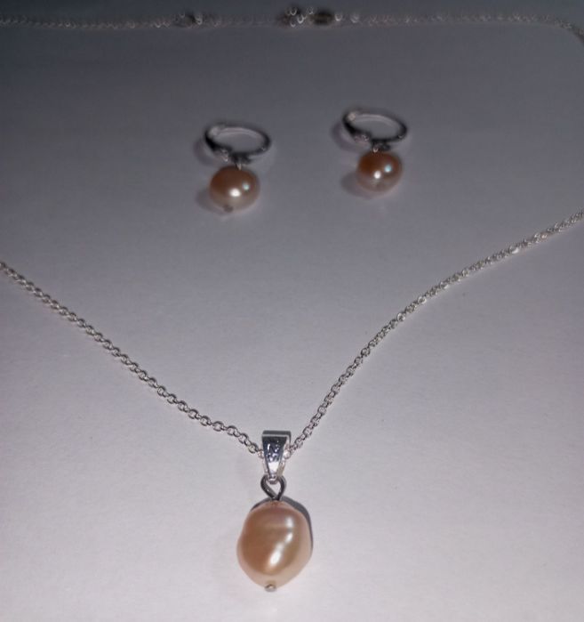 Set cercei și colier argint 925 și perle naturale