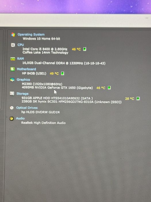 PC calculator gaming HP Intel i5 8400 GTX 1650