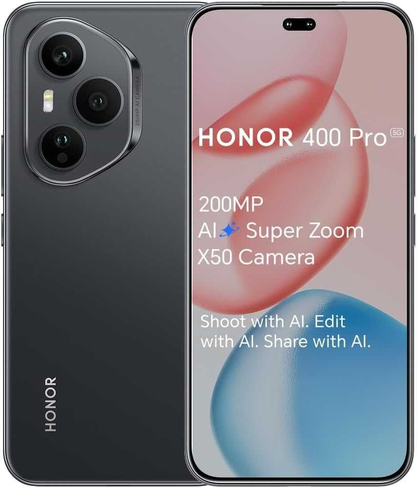 Продавам чисто нов HONOR 400 Pro 12 GB, 512 GB, черен.