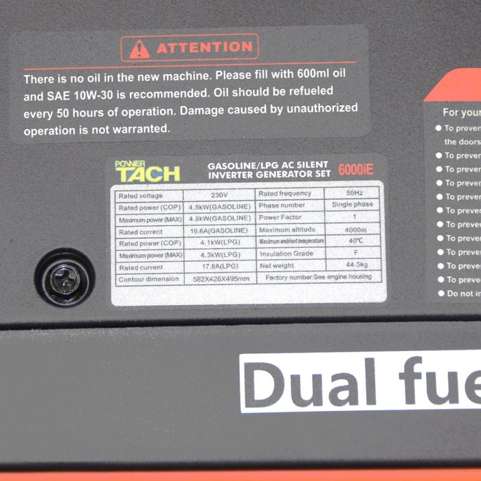 Инверторен генератор TACH 6000iE Dual Fuel-4.5-4.8kW (бензин/газ)