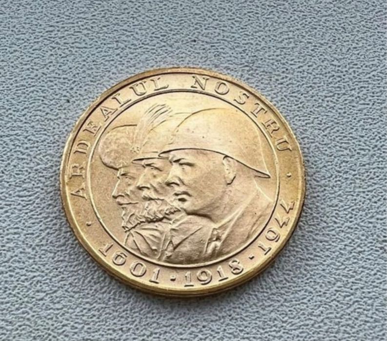 Moneda medalie aur Ardealul Nostru 6,55 grame 20 lei 1944