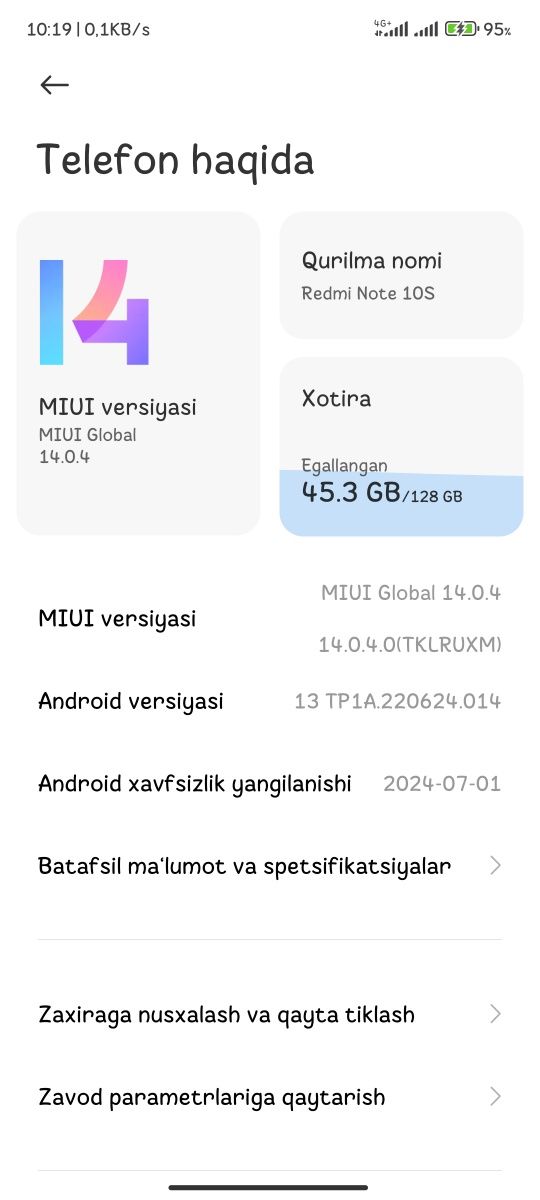 Redmi note 10 S 6.128gb