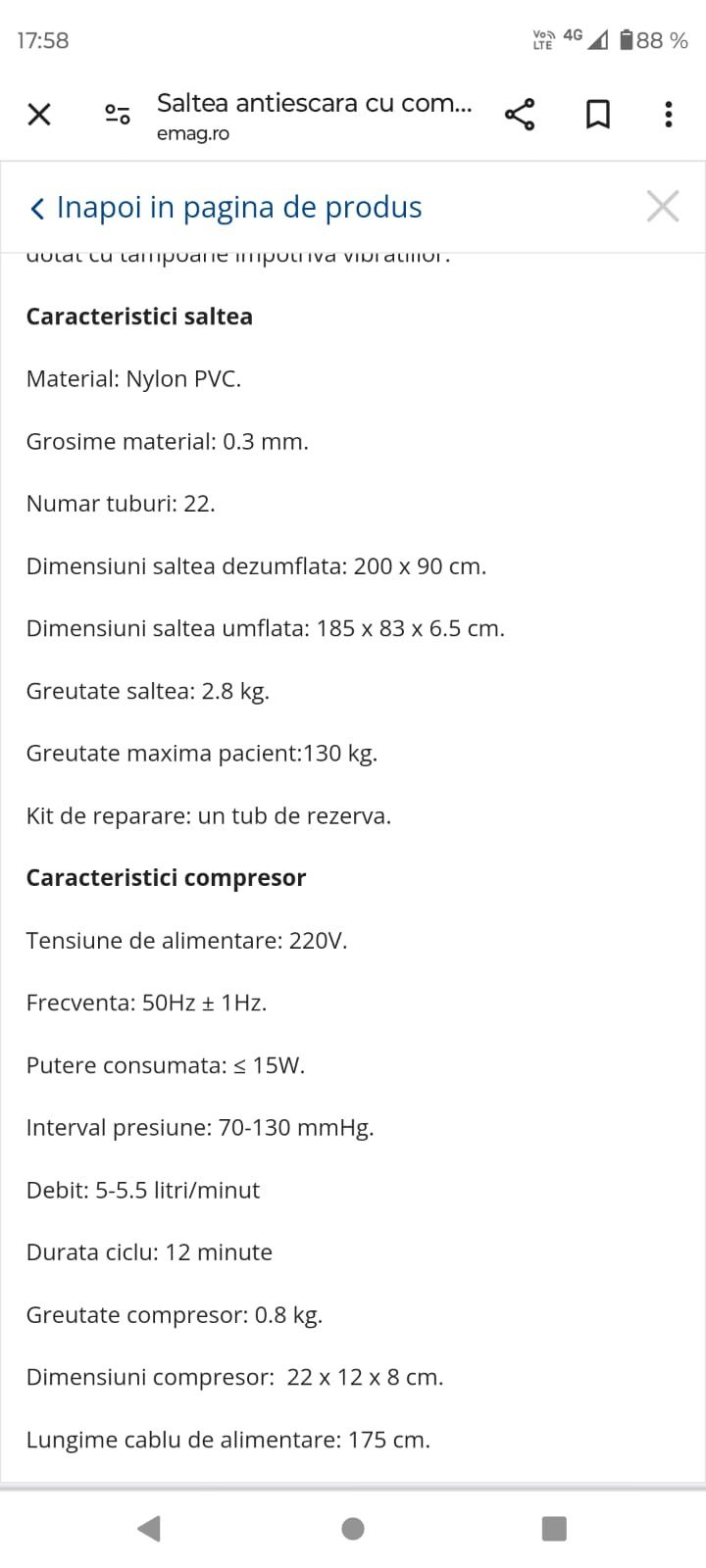 Saltea antiescara cu compresor