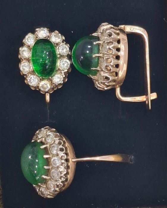 Set Cercei si inel aur 14k Rusia