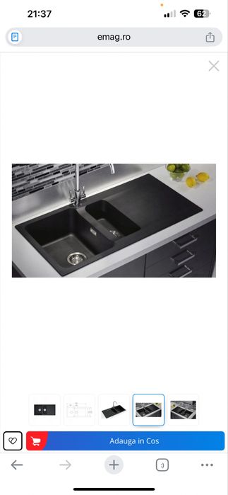 Vand chiuveta bucatarie Franke orion 1/2 comparimemte , Onyx  100x51cm