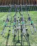 Set Pescuit,4 Lansete Carbon 3,90m,2 Segm,4 Mulinete,Rod Pod, Senzori