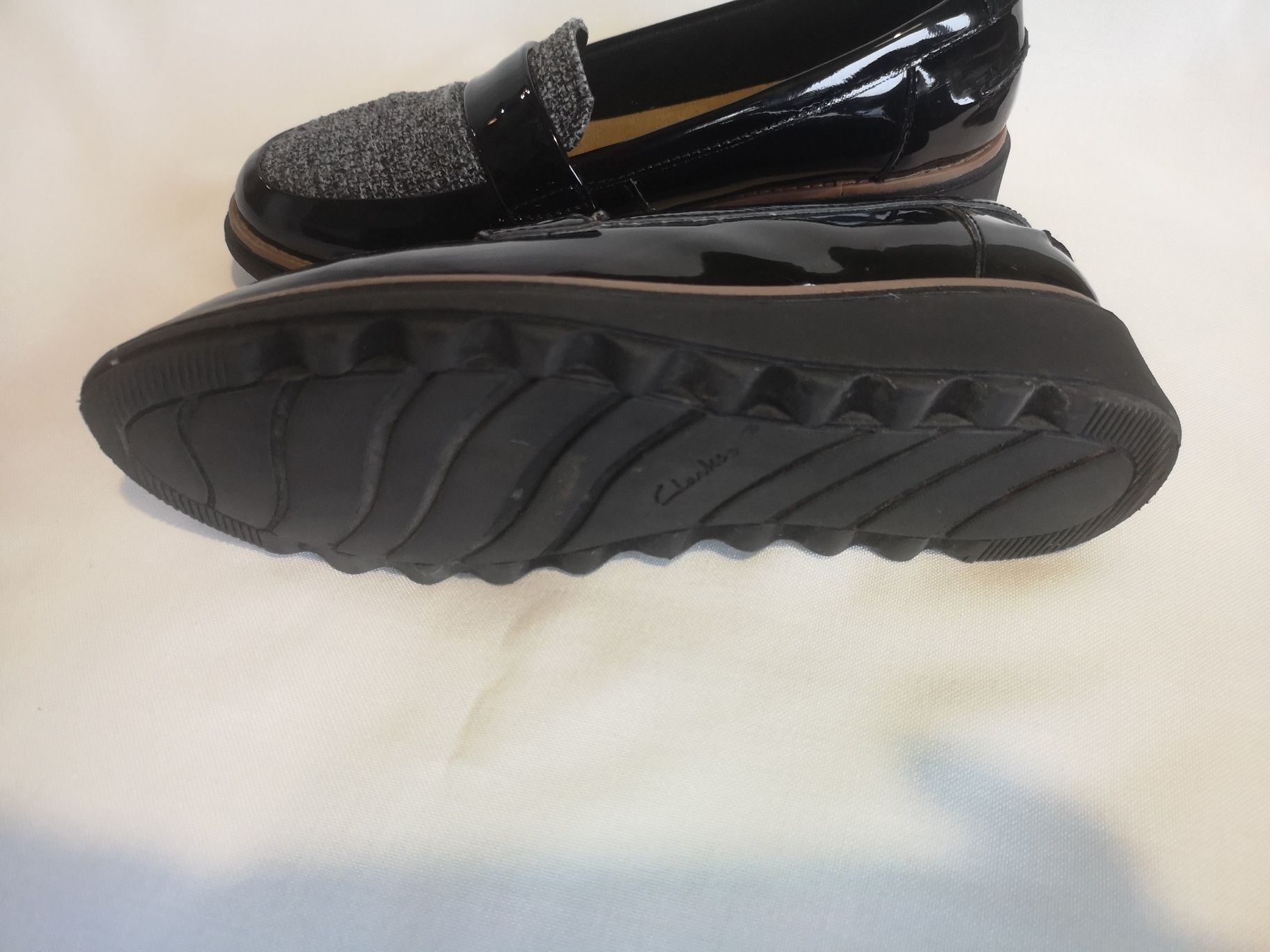 Clarks, обувки лак и текстил, номер 36