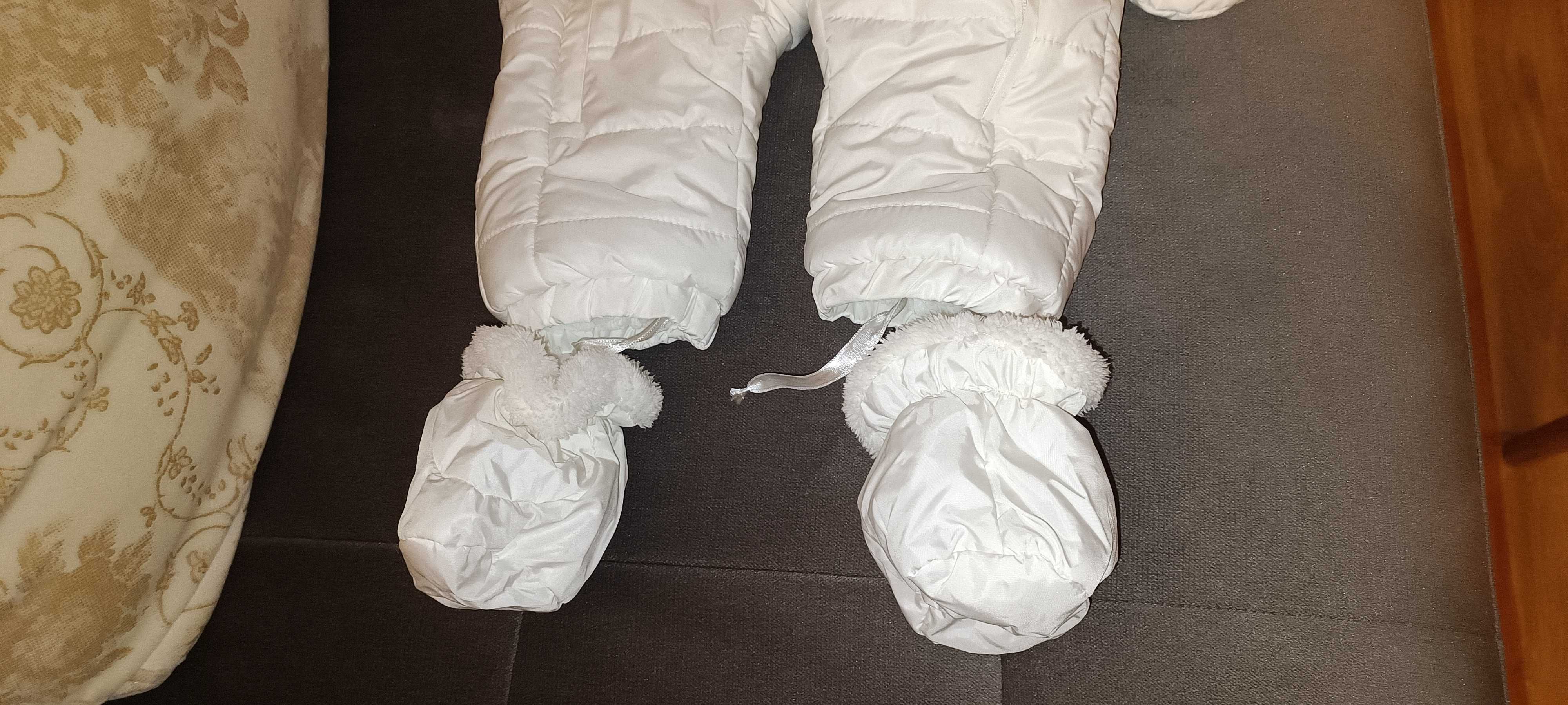 Бебешки зимен гащеризон с ръкавички и чорапки Tuffo Bellezza 6 м. бял