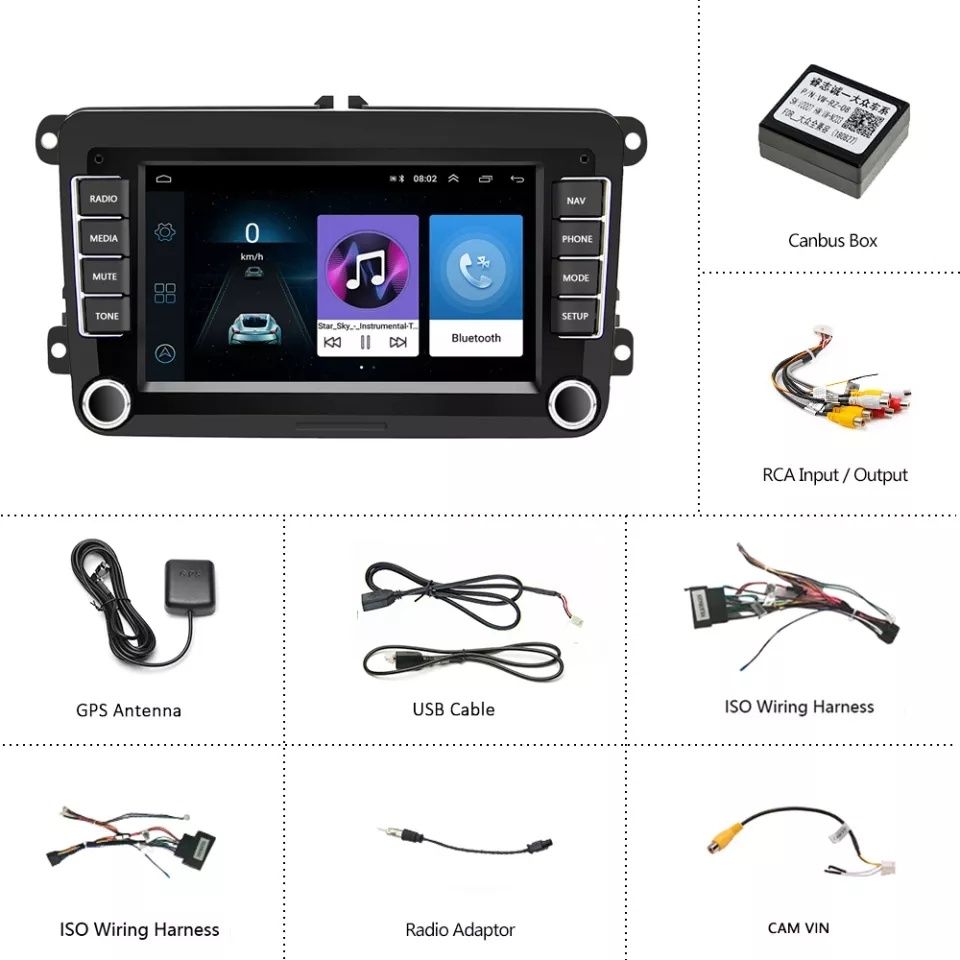 Navigatie android 7" 1/2GB RAM pt vw golf 5,6, polo, passat,skoda,seat